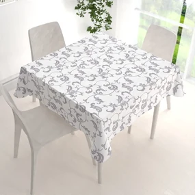 Biante Bavlnený štvorcový obrus Sandra SA-184 Sivé kvetované ornamenty na bielom 90x90 cm