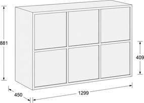 Kancelárska skriňa FRAME, nízka, 6x dvere, 1299 x 450 x 881 mm, RFID zámok, biela