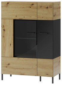 Vitrína Lorren 15 (dub artisan + čierna matná). Akcia -21%. Vlastná spoľahlivá doprava až k Vám domov. 1068166