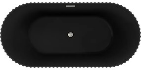 Mexen Paola, voľne stojaca vaňa, drážkovaná, 170 x 80 cm, čierna matná, brúsená oceľ, 52721708071-97