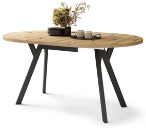 ALDO Dub Artisan/čierne nohy - OKRÚHLY LOFTOVÝ/INDUSTRIÁLNY ROZKLADACÍ STÔL DO OBÝVAČKY/JEDÁLNE