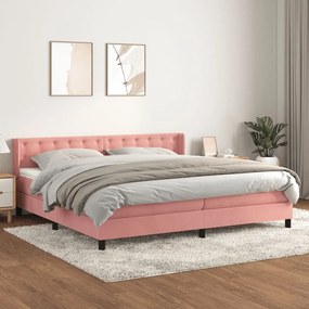 Posteľný rám boxsping s matracom ružový200x200 cm zamat 3131224