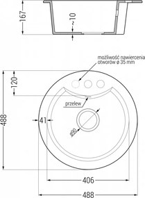 Mexen Diego - drez granitový 48,8x48,8cm, 1-komorový, čierna-strieborná, 6512481000-73