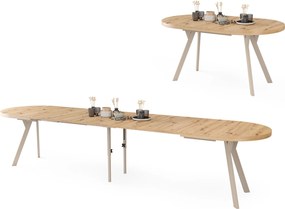 Mazzoni EXPANSO Dub Artisan / kašmírové nohy - OVÁLNY ROZKLADACÍ STÔL 160-360 cm PRE 16-18 OSÔB