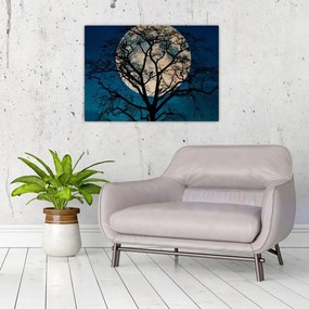 Sklenený obraz stromu so splnom (70x50 cm)