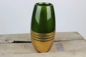 Zelenozlatá keramická váza 21cm