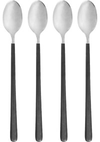 House Doctor Dlhá lyžička Ox Black/Silver – sada 4 ks