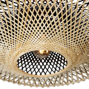 Moderná oblúková lampa čierna s orientálnym tienidlom a bambusom 50 cm - XXL Rina