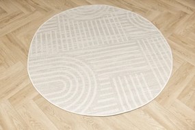 Koberec šnúrkový Haga 03606E krémový / svetlosivý kruh