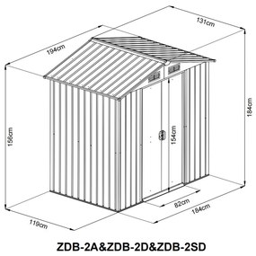 Záhradný domček BestBerg ZDB-2A / 2,5 m² / 194 x 131 x 184 cm / šedá