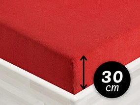 Froté napínacie prestieradlo na vysoký matrac FR-007 Sýto červené 180 x 220 - výška 30 cm