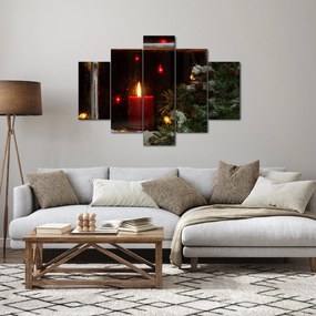 Obraz - Žiariaca vianočná sviečka (150x105 cm)
