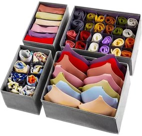 eCarla 2. akosť - Organizér na spodnú bielizeň, súprava 4ks, SPRINGOS - sivý