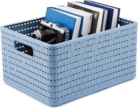 Rotho Plastový košík COUNTRY, rovný, modrý (18l - 37x28x19)