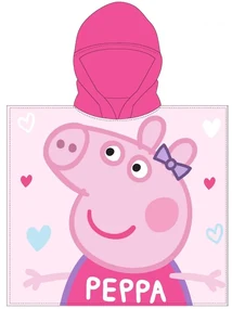 Dievčenské pončo - osuška s kapucňou Prasiatko Peppa - motív Better together - 55 x 110 cm / pre deti 3 - 6 rokov