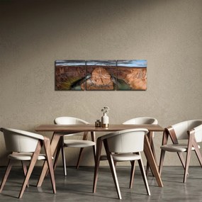 Obraz jazera v útese (s hodinami) (90x30 cm)