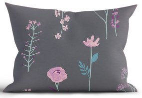 Bavlnená obliečka na vankúš Renforcé 40 × 60 cm - Vlčie maky tmavo šedé