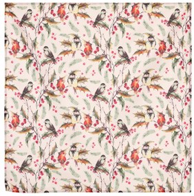 Obrus s vianočným motívom - vtáčiky, 80x80 cm, 100% polyester.