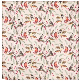 Obrus s vianočným motívom - vtáčiky, 80x80 cm, 100% polyester.