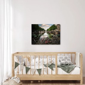 Obraz bicykla v meste (70x50 cm)