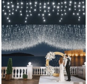 Vianočné svetielka LED záclona studená biela 200 LED