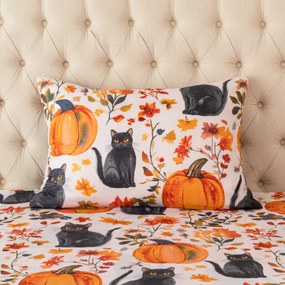 Obliečka na vankúš z mikrovlákna CATS AND PUMPKINS 50x70 cm, farebný