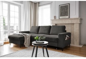 Tmavosivá menčestrová rozkladacia rohová pohovka (ľavý roh) Lofty Lilly – Miuform