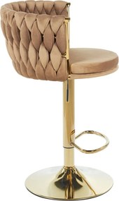 Dekorstudio Barová stolička GLAMOUR TWIST cappuccino (zlatý rám)