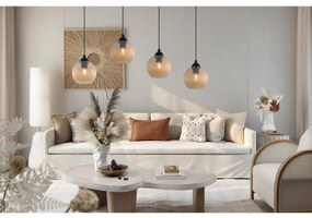 Závesné svietidlo Riffle Round, 4x medové sklenené tienidlo