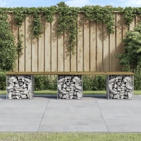 Záhradná lavička gabiónový dizajn 203x31x42 cm impreg. borovica 834334
