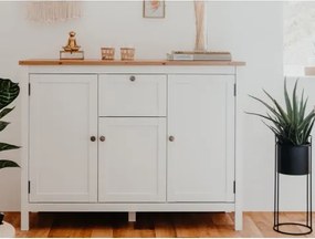 Komoda so zásuvkou Bergen, biela/dub artisan%