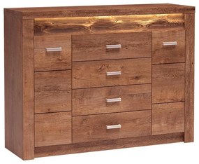 Kombinovaná komoda Nadenas N7 (jaseň svetlý) (osvetlenie LED teplé biele). Vlastná spoľahlivá doprava až k Vám domov. 1058231