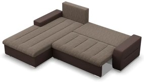 Rohová rozkladacia sedačka AURORA ľavá hnedá / cappuccino
