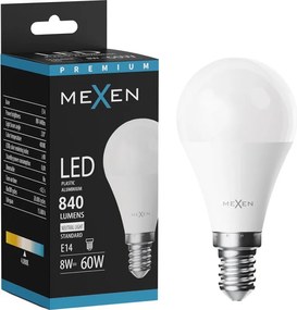 Mexen Nova, LED žiarovka E14, G45, 8W, neutrálna - 4000K, 840 lm - L101-E14-0840-01