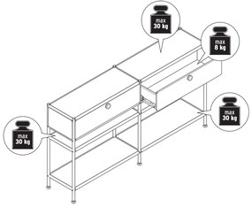 Kovová konzola »CN3 Slim Line« s 2 zásuvkami, biela