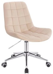 LuxuryForm DESIGN Stolička PARIS VELUR na striebornej podstave s kolieskami - krémová