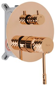 Rea Lungo Diamond, podomietkový sprchový set s dažďovou hlavovou a ručnou sprchou, medená lesklá, REA-P5657