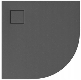 Cersanit Tako Slim, Štvrťkruhová sprchová vanička 90x90x4 cm + šedý sifón, šedá matná, S932-160
