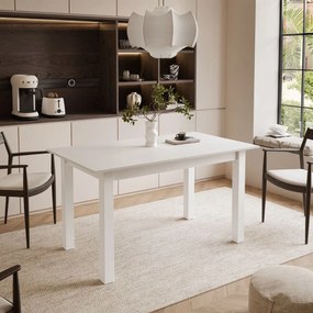 ROZKLADACÍ JEDÁLENSKÝ STÔL DANILO BIELY + BIELE NOHY 140 / 195 cm