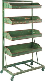 Zelený kovový regál s boxy na kolieskach Boxx - 71 * 40 * 133 cm