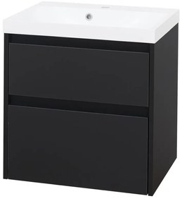 Mereo Mereo, Opto, kúpeľňová skrinka s umývadlom z liatého mramoru, 61 cm, biela, dub, biela/dub, čierna, MER-CN940M