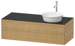 DURAVIT White Tulip závesná skrinka pod umývadlo na dosku vpravo, 1 zásuvka, 1300 x 550 x 408 mm, dub prírodný masív/grafit vysoký lesk, WT4977RH5H1