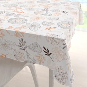 Biante Bavlnený štvorcový obrus Sandra SA-526 Hnedé vlčie maky na bielom 150x150 cm