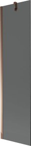 Mexen Next, vaňová zástena 1-krídlová 50 x 150 cm, fixné krídlo, 6 mm šedé sklo, ružové zlato profil, 895-050-000-00-40-60