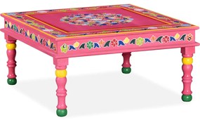 Ručne maľovaný konferenčný stolík, mangové drevo, ružový