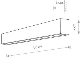 NOWODVORSKI Moderné nástenné LED osvetlenie STRAIGHT, 1xT8, 11W, 62cm, grafit