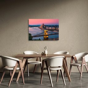 Sklenený obraz - Panorama mesta, Budapešť, Maďarsko (70x50 cm)