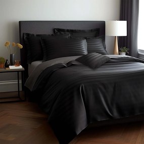 BAMBUSOVÉ OBLIEČKY STRIPE COAL 200X220 CM, 2KS 70X80 CM, 4 KS 40X40 CM ČIERNE