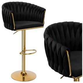 Barová stolička COFTON zamatová, zlatá / čierna