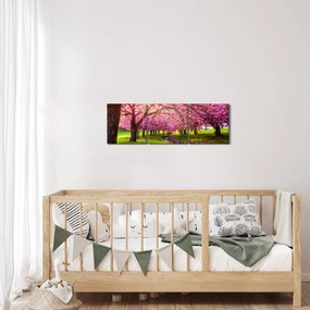 Obraz rozkvitnutých čerešní, Hurd Park, Dover, New Jersey (s hodinami) (90x30 cm)